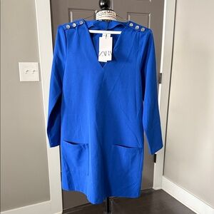 Zara Cobalt Blue V-Neck Dress